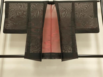 平和屋着物▽羽織　スリーシーズン　春夏秋　塵除け　流水文　黒地　正絹　逸品　DABH4973du