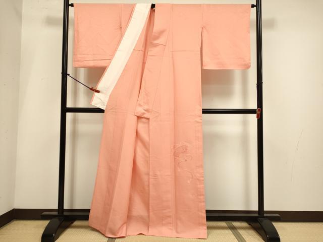 平和屋着物▽中国三大刺繍　スワトウ刺繍　汕頭刺繍　総刺繍　無地絵羽訪問着　単衣　扇面花文　東雲色　正絹　逸品　DABH4974du
