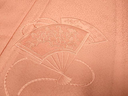 平和屋着物▽中国三大刺繍　スワトウ刺繍　汕頭刺繍　総刺繍　無地絵羽訪問着　単衣　扇面花文　東雲色　正絹　逸品　DABH4974du