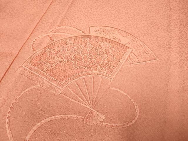 平和屋着物▽中国三大刺繍　スワトウ刺繍　汕頭刺繍　総刺繍　無地絵羽訪問着　単衣　扇面花文　東雲色　正絹　逸品　DABH4974du