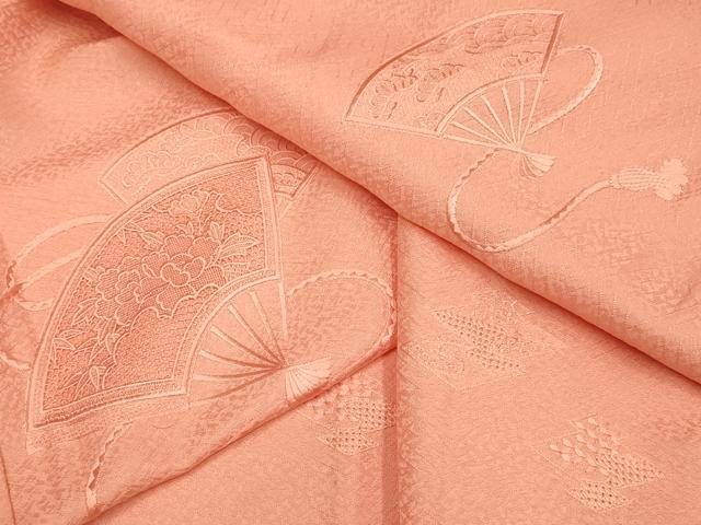 平和屋着物▽中国三大刺繍　スワトウ刺繍　汕頭刺繍　総刺繍　無地絵羽訪問着　単衣　扇面花文　東雲色　正絹　逸品　DABH4974du