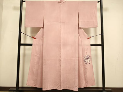 平和屋着物▽二代目清次郎　手描き　小紋　単衣　霞文　暈し染め　鬼しぼ縮緬　正絹　逸品　DABH4982du