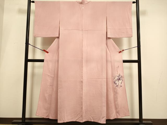 平和屋着物▽二代目清次郎　手描き　小紋　単衣　霞文　暈し染め　鬼しぼ縮緬　正絹　逸品　DABH4982du