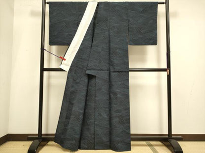 平和屋着物▽上質な紬　単衣　抽象文様　正絹　逸品　DABH4986du