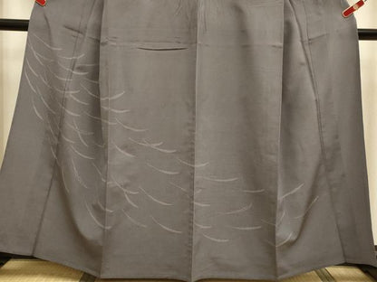 平和屋着物▽本塩沢　単衣　訪問着　舞葉文　正絹　逸品　DABH4991du