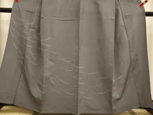 平和屋着物▽本塩沢　単衣　訪問着　舞葉文　正絹　逸品　DABH4991du