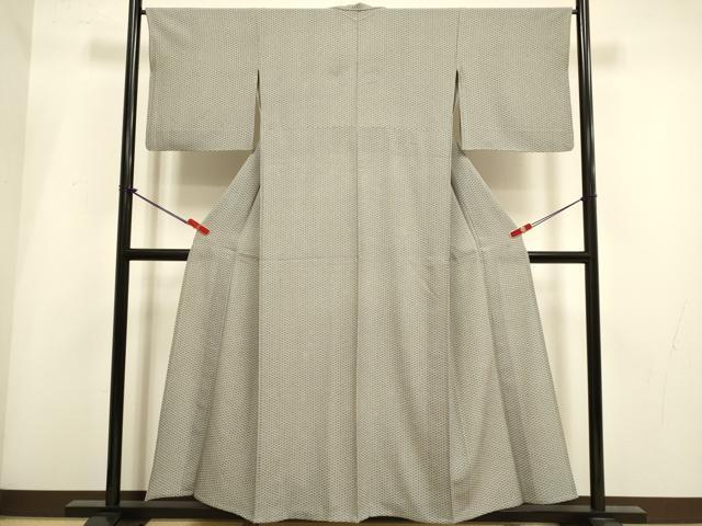 平和屋着物▽上質な小紋　単衣　麻の葉文様　正絹　逸品　DABH4993du