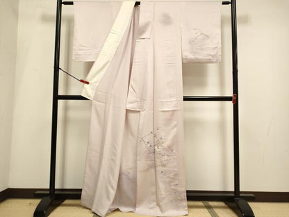 平和屋着物▽訪問着　単衣　流水鴛鴦文　暈し染め　金彩　正絹　逸品　DABH4998du