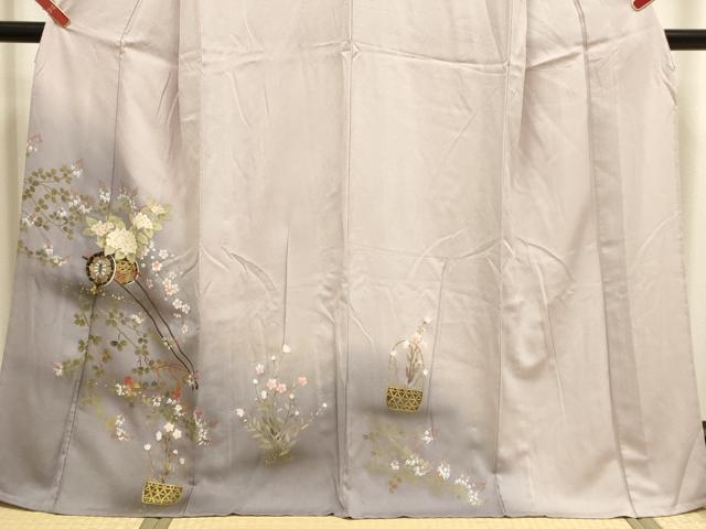 平和屋着物▽訪問着　単衣　花車文　暈し染め　金彩　正絹　逸品　DABH4999du