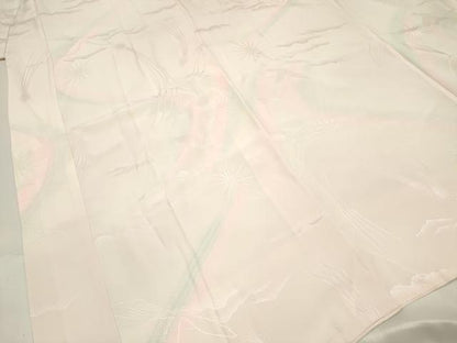 平和屋着物■フランソワーズ・モレシャン　振袖用長襦袢　袷　遠山飛鳥地紋　暈し染め　半衿刺繍　衿芯入り　正絹　逸品　DABH5001ea