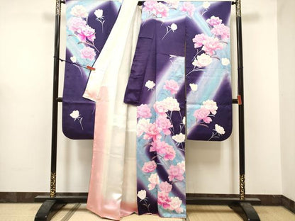 平和屋着物■豪華振袖　枝花文　暈し染め　正絹　逸品　DABH5003ea