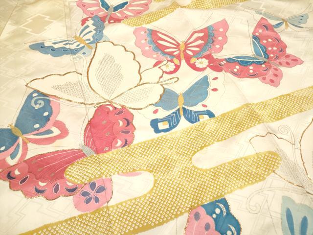 平和屋着物■豪華振袖　駒刺繍　エ霞舞蝶文　暈し染め　金彩　正絹　逸品　DABH5008ea