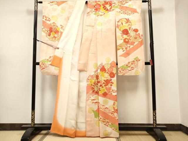 平和屋着物■豪華振袖　吉祥桐花丸文　暈し染め　金彩　正絹　逸品　DABH5009ea