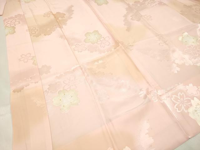 平和屋着物■振袖用長襦袢　無双仕立て　舞桜文　暈し染め　金彩　半衿刺繍　正絹　逸品　DABH5011ea
