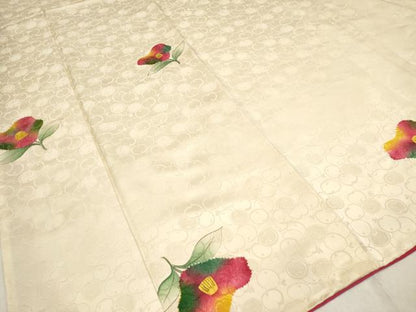 平和屋着物■上質な小紋　絞り　枝椿　正絹　逸品　DABH5014ea
