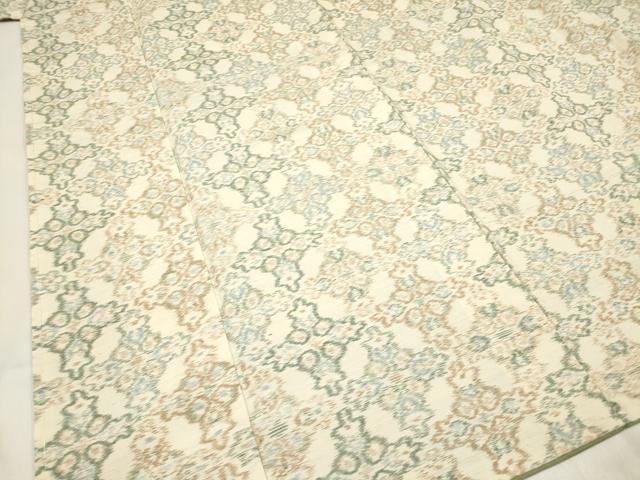 平和屋着物■深里紬　花繋ぎ　反端付き　正絹　逸品　DABH5016ea
