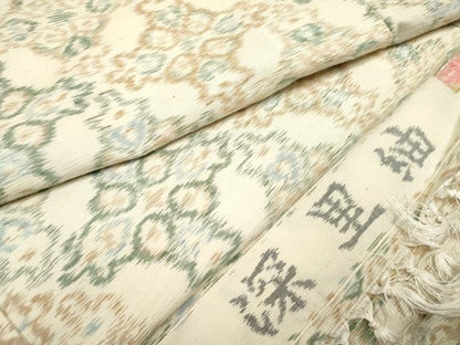 平和屋着物■深里紬　花繋ぎ　反端付き　正絹　逸品　DABH5016ea