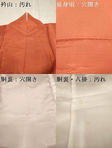 平和屋着物■上質な色無地　風景地紋　丹色　正絹　逸品　DABH5019ea