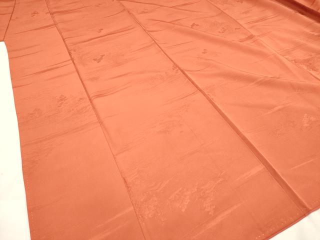 平和屋着物■上質な色無地　風景地紋　丹色　正絹　逸品　DABH5019ea