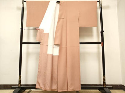 平和屋着物■上質な色無地　鬱金染め　ときがら茶色　正絹　逸品　DABH5020ea