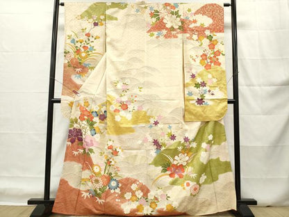 平和屋着物■豪華振袖　重ね山花文　金彩　正絹　逸品　DABH5026ea