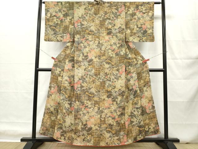 平和屋着物■上質な小紋　四季草花文　金彩　正絹　逸品　DABH5029ea