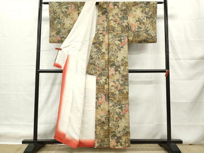 平和屋着物■上質な小紋　四季草花文　金彩　正絹　逸品　DABH5029ea
