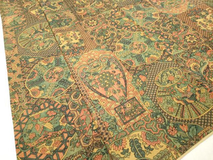 平和屋着物■上質な小紋　陶器更紗花文　鬼しぼ縮緬　正絹　逸品　DABH5031ea