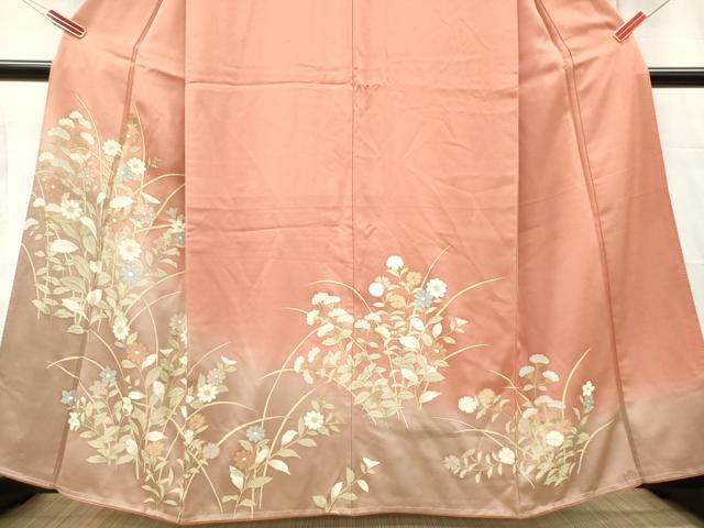 平和屋着物■訪問着　秋草文　暈し染め　金彩　正絹　逸品　DABH5032ea
