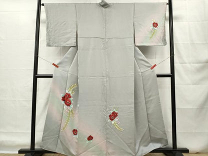 平和屋着物■訪問着　手描き　草花文　暈し染め　正絹　逸品　DABH5036ea