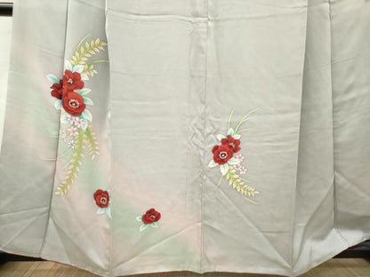 平和屋着物■訪問着　手描き　草花文　暈し染め　正絹　逸品　DABH5036ea