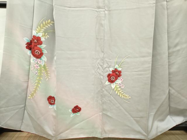 平和屋着物■訪問着　手描き　草花文　暈し染め　正絹　逸品　DABH5036ea