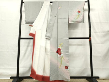 平和屋着物■訪問着　手描き　草花文　暈し染め　正絹　逸品　DABH5036ea