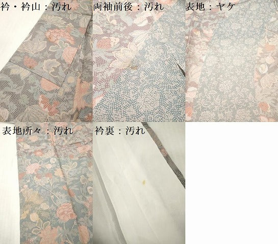 平和屋着物■訪問着　紬地　花唐草文　正絹　逸品　DABH5039ea