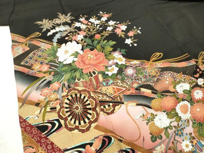 平和屋着物■豪華黒留袖　作家物　女人御簾花車文　松竹梅　金彩　正絹　逸品　DABH5040ea