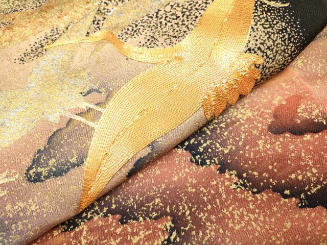 平和屋着物■豪華黒留袖　作家物　駒刺繍　流水飛鶴文　金彩　正絹　逸品　DABH5042ea