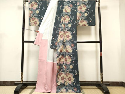 平和屋着物●小紋　花間道　舞桜　洗える着物　DABH5044ea