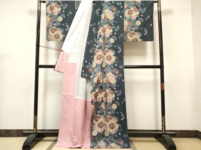 平和屋着物●小紋　花間道　舞桜　洗える着物　DABH5044ea