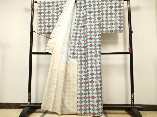 平和屋着物■小紋　花繋ぎ　笹の葉　洗える着物　DABH5051ea