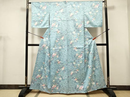 平和屋着物■小紋　枝花文　牡丹　洗える着物　DABH5053ea