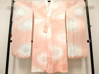 平和屋着物■振袖用長襦袢　無双仕立て　双鶴地紋　暈し染め　正絹　逸品　DABH5057ea