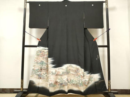 平和屋着物■豪華黒留袖　作家物　加茂之図　暈し染め　金彩　正絹　逸品　DABH5059ea