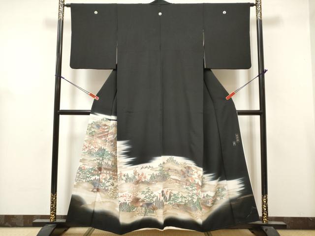平和屋着物■豪華黒留袖　作家物　加茂之図　暈し染め　金彩　正絹　逸品　DABH5059ea