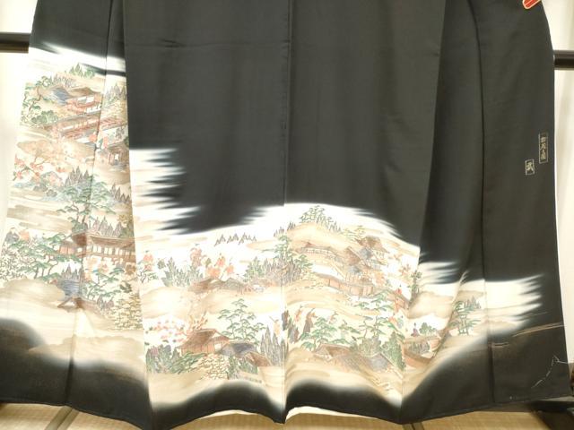 平和屋着物■豪華黒留袖　作家物　加茂之図　暈し染め　金彩　正絹　逸品　DABH5059ea