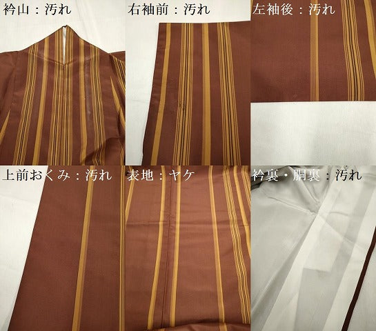 平和屋着物■本場縞大島紬　間道　正絹　逸品　DABH5065ea