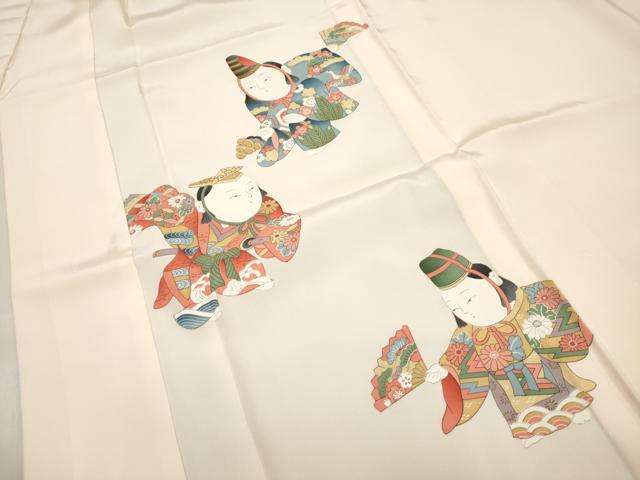 平和屋着物■長襦袢　無双仕立て　唐子遊び　正絹　逸品　DABH5067ea