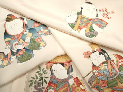平和屋着物■長襦袢　無双仕立て　唐子遊び　正絹　逸品　DABH5067ea