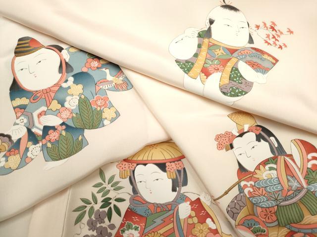 平和屋着物■長襦袢　無双仕立て　唐子遊び　正絹　逸品　DABH5067ea