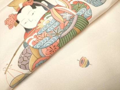 平和屋着物■長襦袢　無双仕立て　唐子遊び　正絹　逸品　DABH5067ea