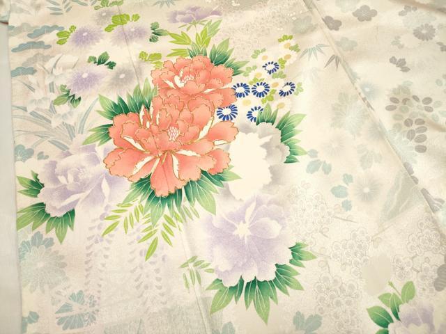 平和屋着物■訪問着　駒刺繍　風景花文　松竹梅　ロング丈　正絹　逸品　DABH5069ea